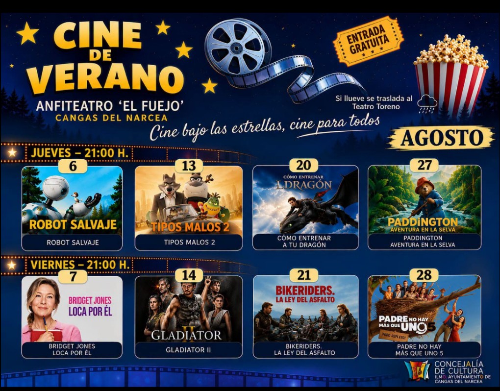 Cine de verano 2026 en Cangas del Narcea