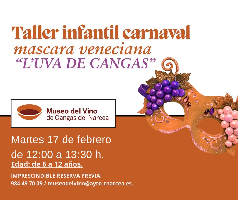 Taller infantil carnaval. Museo del Vino de Cangas del Narcea
